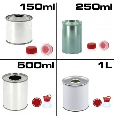 Recipiente metalice cilindrice pentru vopsele 150ml-250ml-500ml-1L