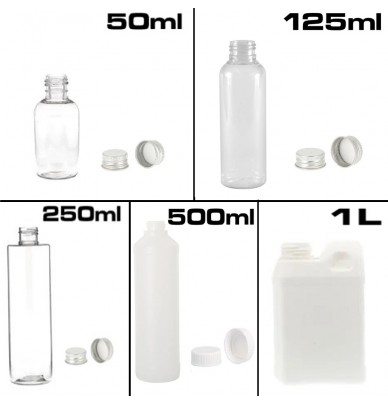 Doze și sticle de plastic de la 50 ml la 1 litru