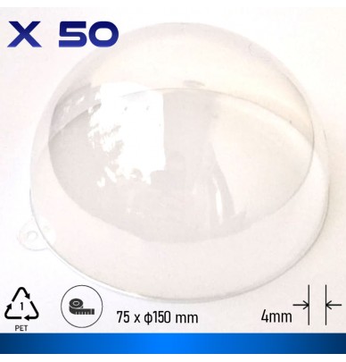 Semisferă transparentă din plastic pentru vopsit, 150 x 75 mm, pentru expunere pe perete