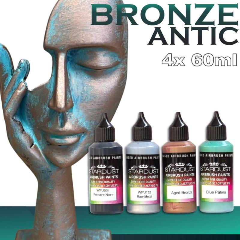 vopsea bronz cu efect patinat -  set complet acrilic