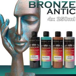vopsea bronz cu efect patinat -  set complet acrilic